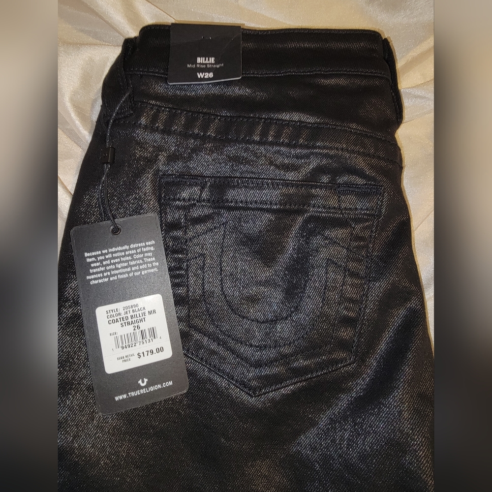 True Religion Black Straight Leg Jeans